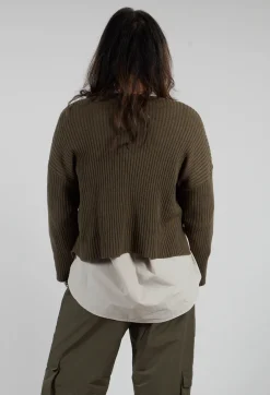 Rib Knit Jumper in Khaki