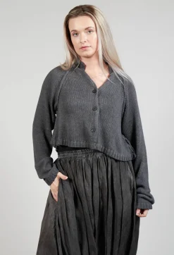 Ribbed Cardigan in Coal Cloud