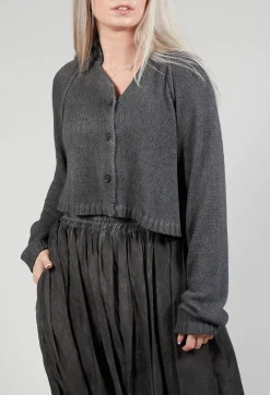 Ribbed Cardigan in Coal Cloud
