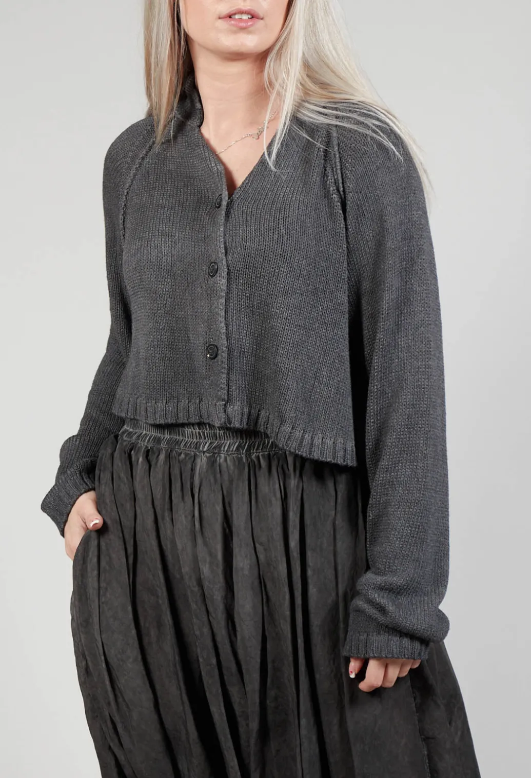 Ribbed Cardigan in Coal Cloud