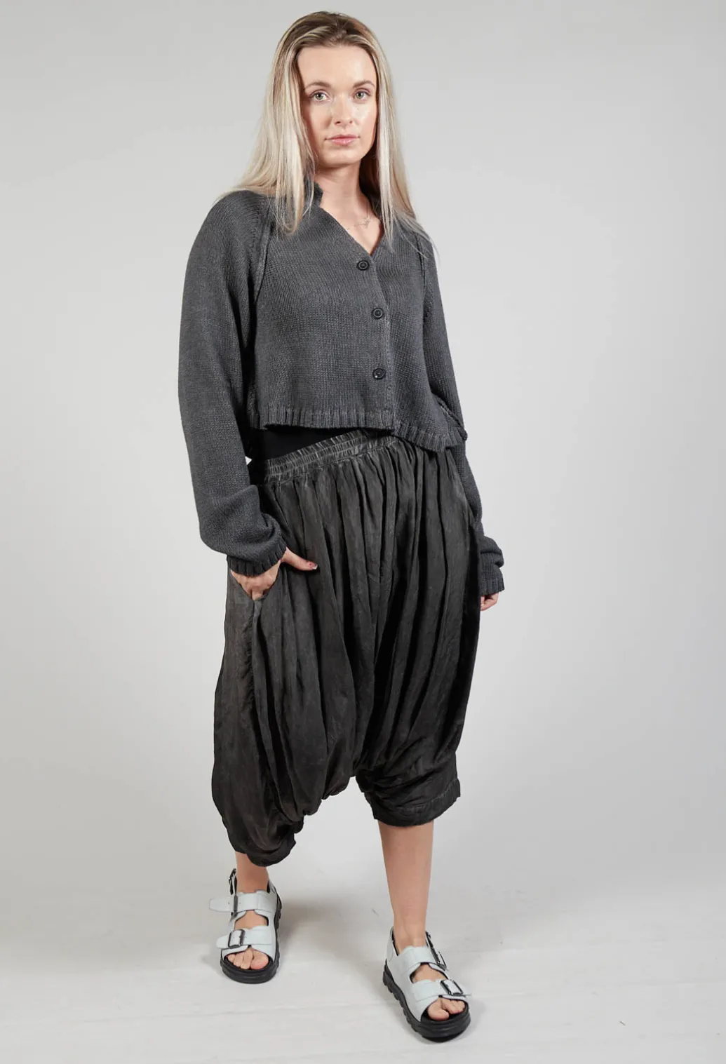 Ribbed Cardigan in Coal Cloud