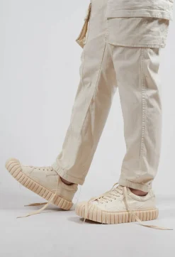 Ribbed Creeper Sole Trainers in Greige