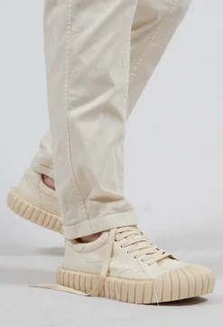 Ribbed Creeper Sole Trainers in Greige