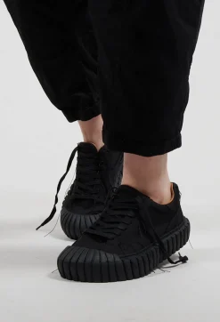 Ribbed Creeper Sole Trainers in Black