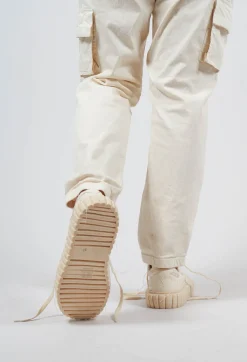 Ribbed Creeper Sole Trainers in Greige