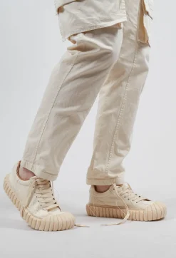 Ribbed Creeper Sole Trainers in Greige