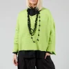 Ribbed Drop Shoulder Jumper in Neon Green