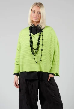 Ribbed Drop Shoulder Jumper in Neon Green