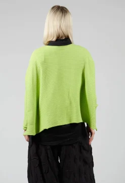 Ribbed Drop Shoulder Jumper in Neon Green