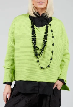Ribbed Drop Shoulder Jumper in Neon Green