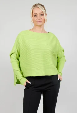 Ribbed Drop Shoulder Jumper in Neon Green