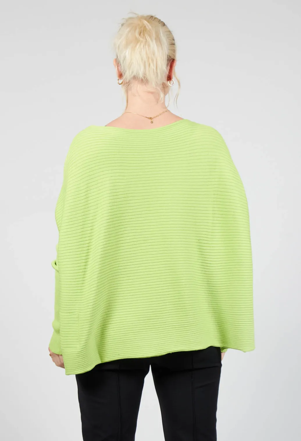 Ribbed Drop Shoulder Jumper in Neon Green
