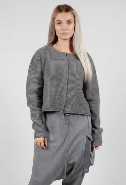 Ribbed Knit Cardigan in Rock