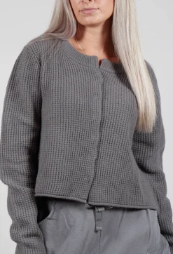 Ribbed Knit Cardigan in Rock
