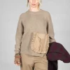 Ribbed Knit Jumper with Feature Pocket in Visone and Camel