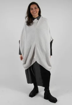 Ribbed Knit Poncho in Cream