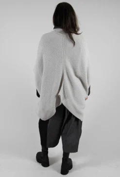 Ribbed Knit Poncho in Cream