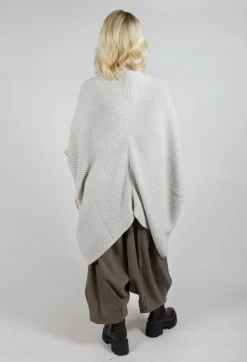 Ribbed Knit Poncho in Cream