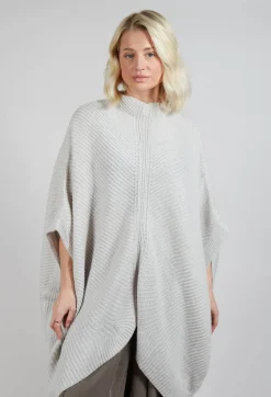 Ribbed Knit Poncho in Cream