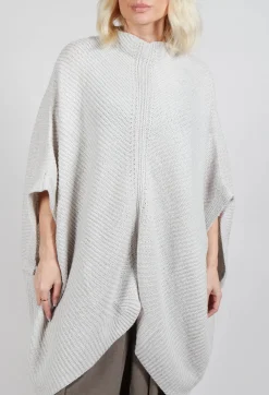 Ribbed Knit Poncho in Cream