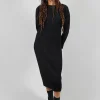 Ribbed Midaxi Dress in Nero