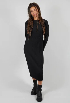 Ribbed Midaxi Dress in Nero