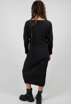 Ribbed Midaxi Dress in Nero