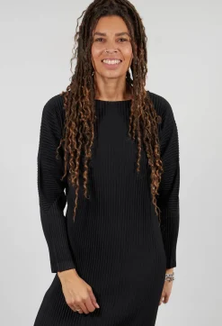 Ribbed Midaxi Dress in Nero