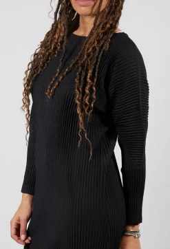 Ribbed Midaxi Dress in Nero