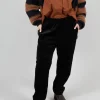 Ribbed Pull On Trousers in Nero