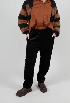 Ribbed Pull On Trousers in Nero