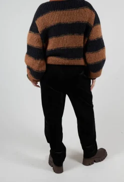 Ribbed Pull On Trousers in Nero