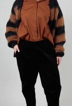 Ribbed Pull On Trousers in Nero
