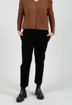 Ribbed Pull On Trousers in Nero