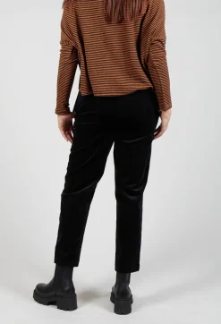 Ribbed Pull On Trousers in Nero