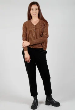 Ribbed Pull On Trousers in Nero