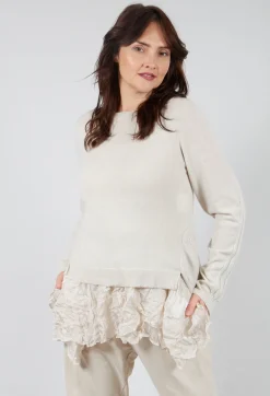 Ribbed Sleeve Jumper in Bone Mel