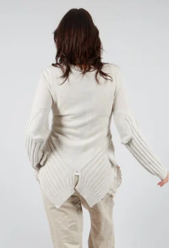 Ribbed Sleeve Jumper in Bone Mel