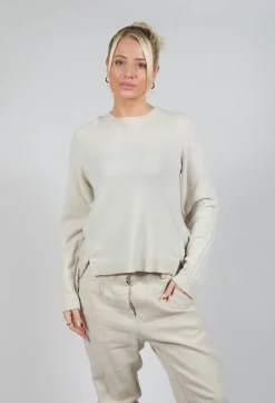 Ribbed Sleeve Jumper in Bone Mel