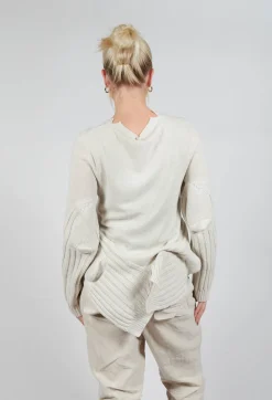Ribbed Sleeve Jumper in Bone Mel