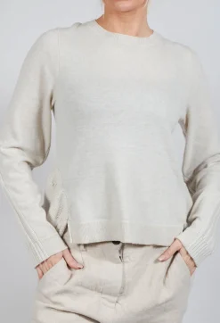 Ribbed Sleeve Jumper in Bone Mel