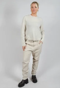 Ribbed Sleeve Jumper in Bone Mel