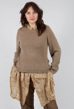 Ribbed Sleeve Jumper in Camel Mel
