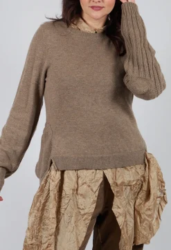 Ribbed Sleeve Jumper in Camel Mel