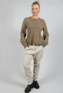 Ribbed Sleeve Jumper in Camel Mel
