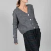 Ribbed V Neck Buttoned Sweater in Ash Grey