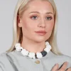 Ribbon Paper Mache Necklace in White