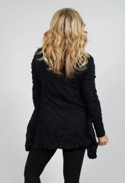 Roll Neck Crinkle Top in Black