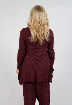 Roll Neck Crinkle Top in Merlot