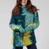 Roll Neck Jumper with Fringe Detail in Turquoise